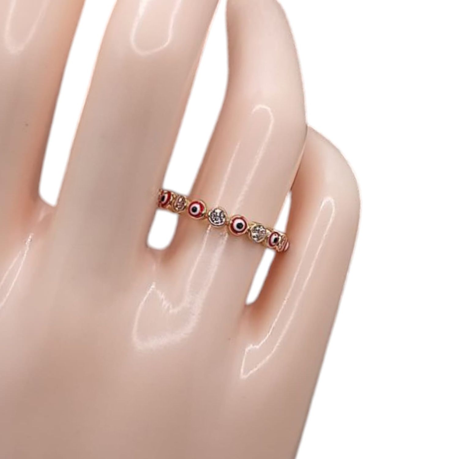 ANILLO IJITO ROJO CON CZ # 8, ORO 14K