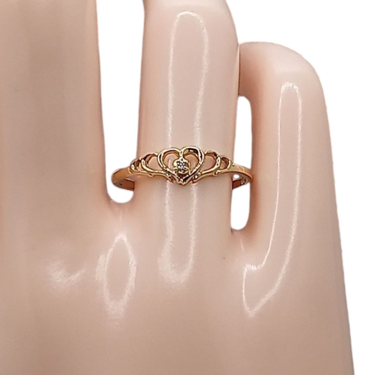 ANILLO CORAZONESCON MINI CZ # 7.5, ORO 14K