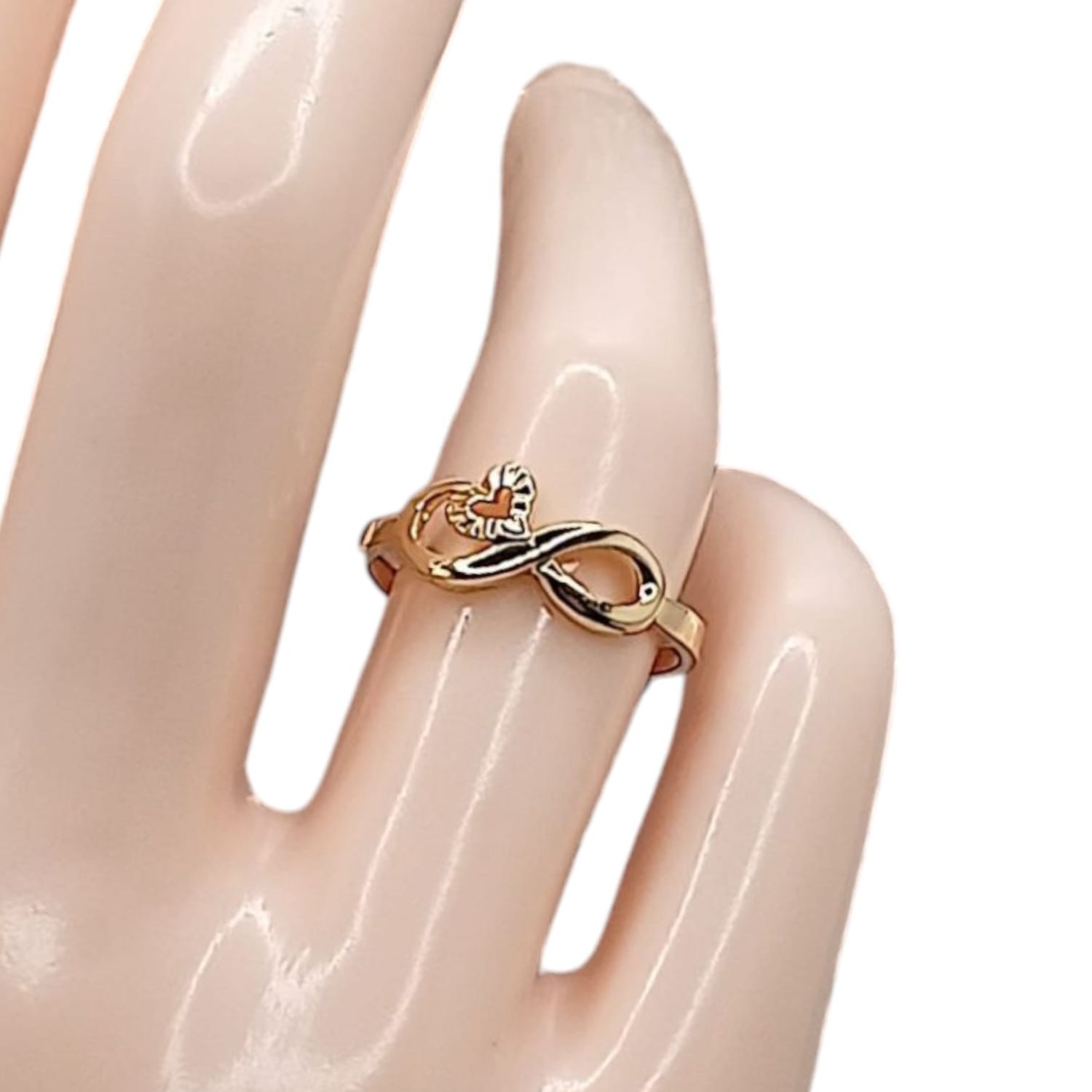 ANILLO INFINITO CON CORAZON # 6.5, ORO 14K