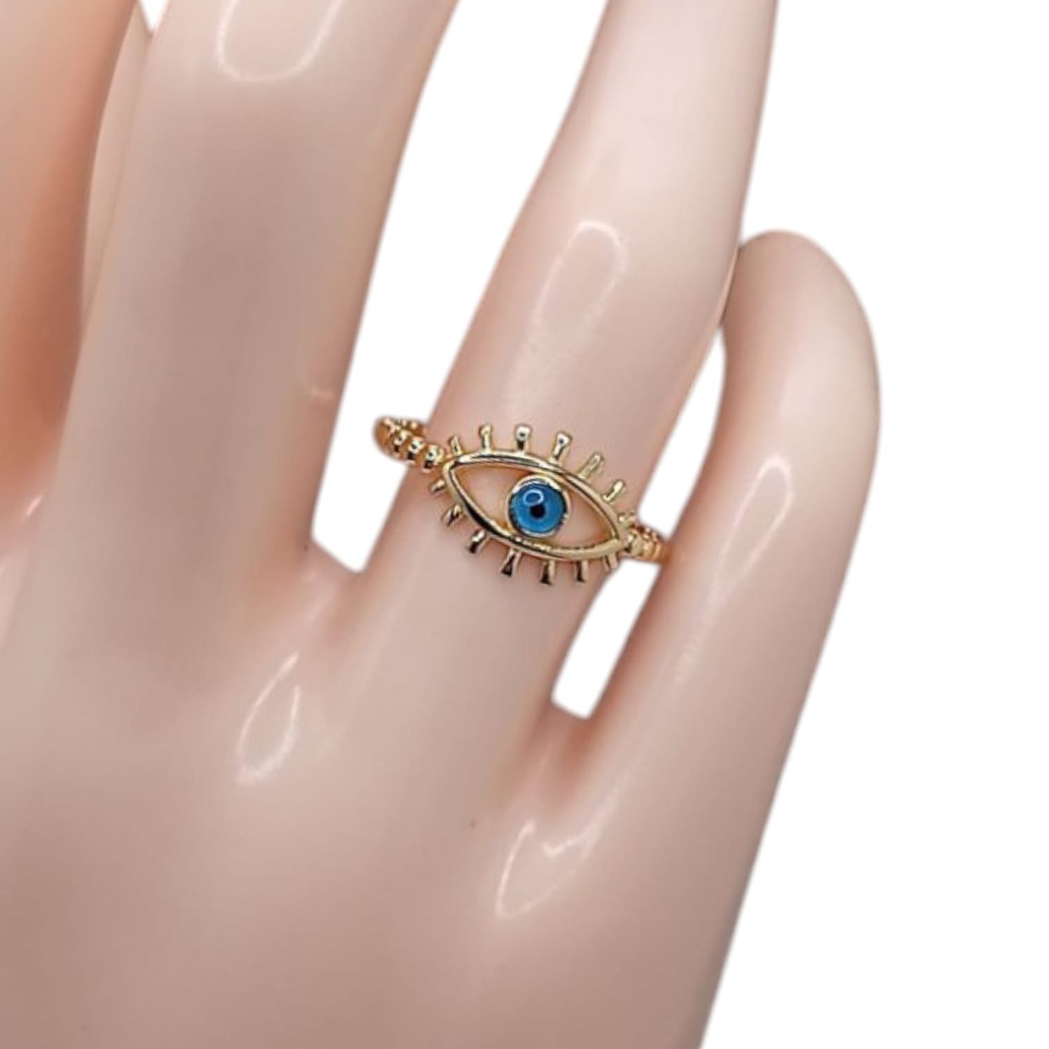 ANILLO OJITO AZUL  CLEO, # 6.5, ORO 14K