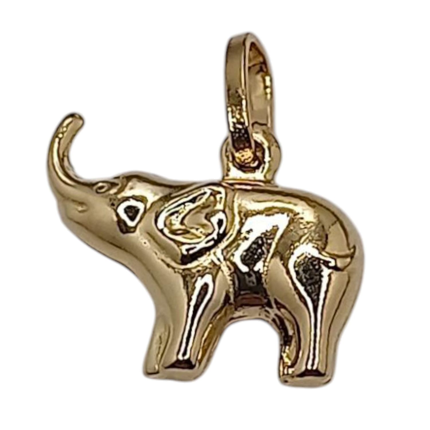 DIJE ELEFANTE HUECO, 1.5 CM LARGO CON ASA, ORO 14K