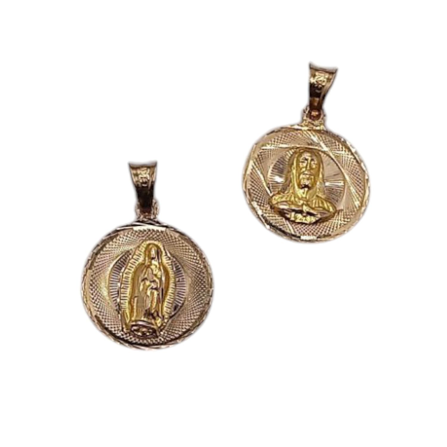 MEDALLA DIAMANTADA ESCAPULARIO, 2 CM, ORO 14K