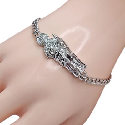 PULSERA CUBANA SAN JUDAS T 7.5&quot; PLATA .925