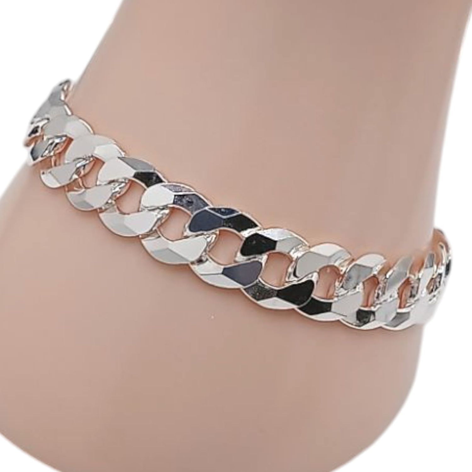 PULSERA CUBANA 8&quot; 10MM, PLATA .925