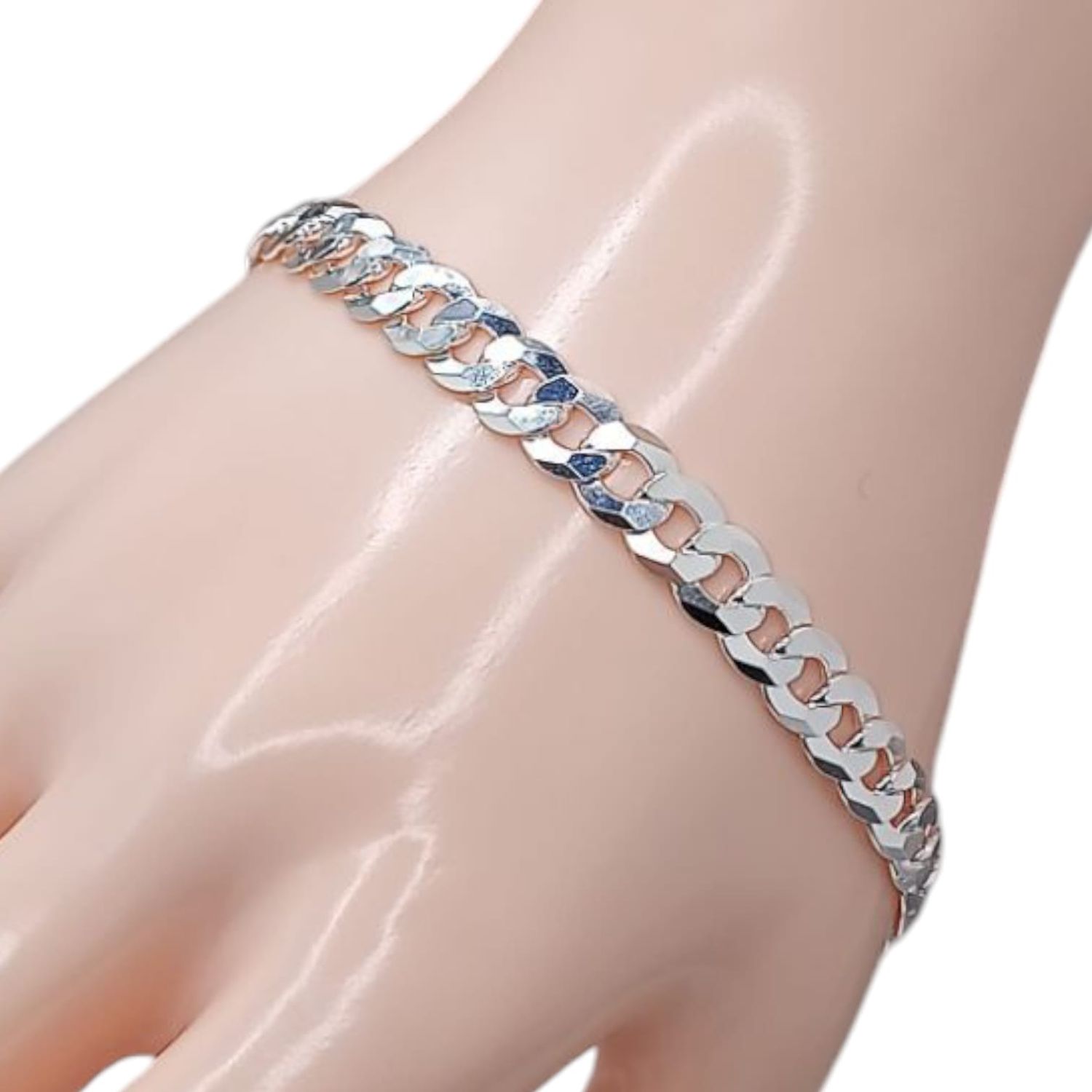 PULSERA CUBANA 8&quot; 7MM, PLATA .925