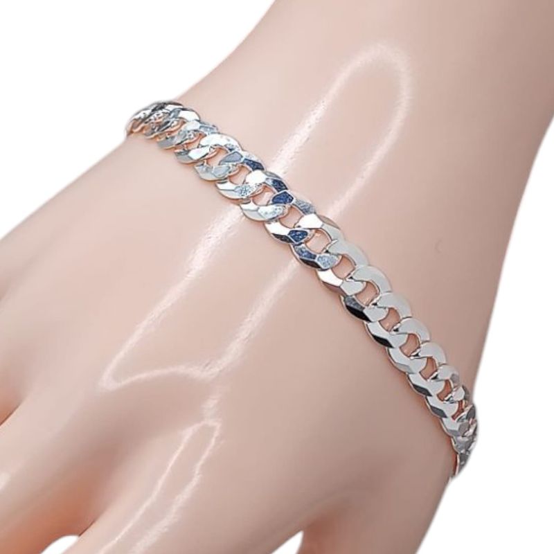 PULSERA CUBANA 8&quot; 7MM, PLATA .925