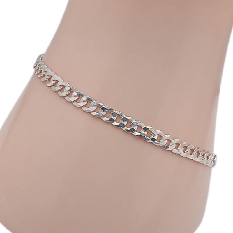 PULSERA CUBANA 8&quot; 4MM, PLATA .925
