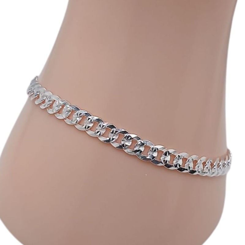 PULSERA CUBANA DIAMANTAD 8&quot; 5MM, PLATA .925
