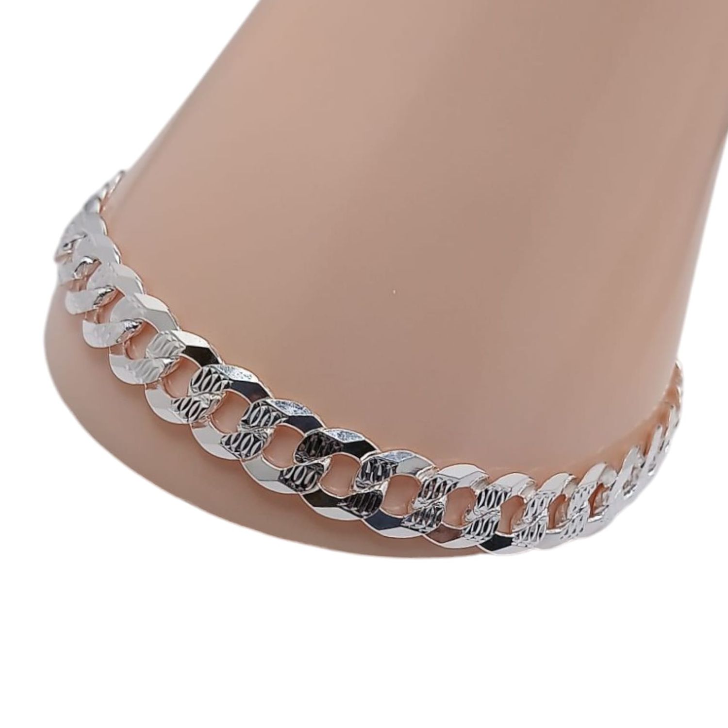 PULSERA CUBANA DIAMANTADA  9&quot;, 9MM  PLATA .925