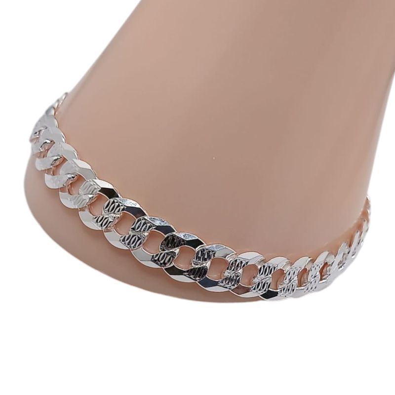 PULSERA CUBANA DIAMANTADA  9&quot;, 9MM  PLATA .925