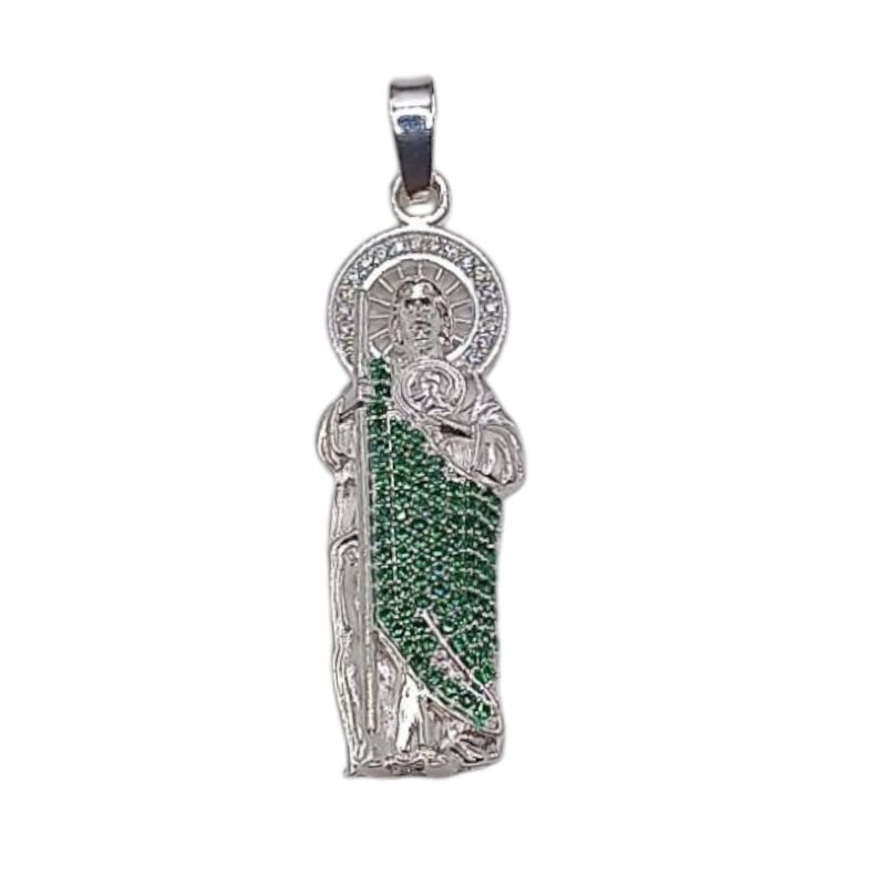 DIJE SAN JUDAS T, CON CZ, 4.5 CM, PLATA .925