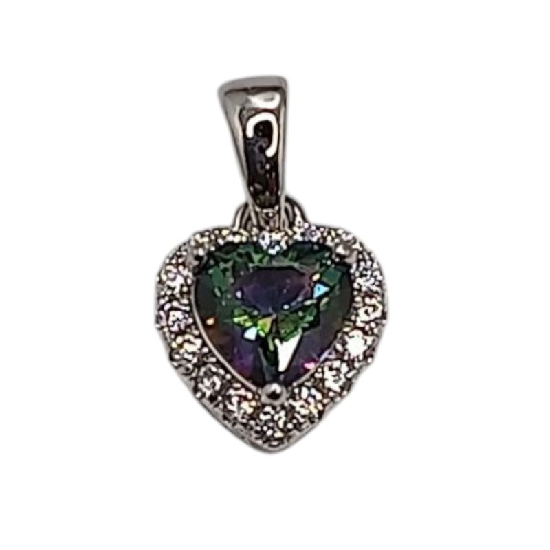 DIJE CORAZON 1.2 CM LARGO TOTAL,  VERDE  TORNASOL