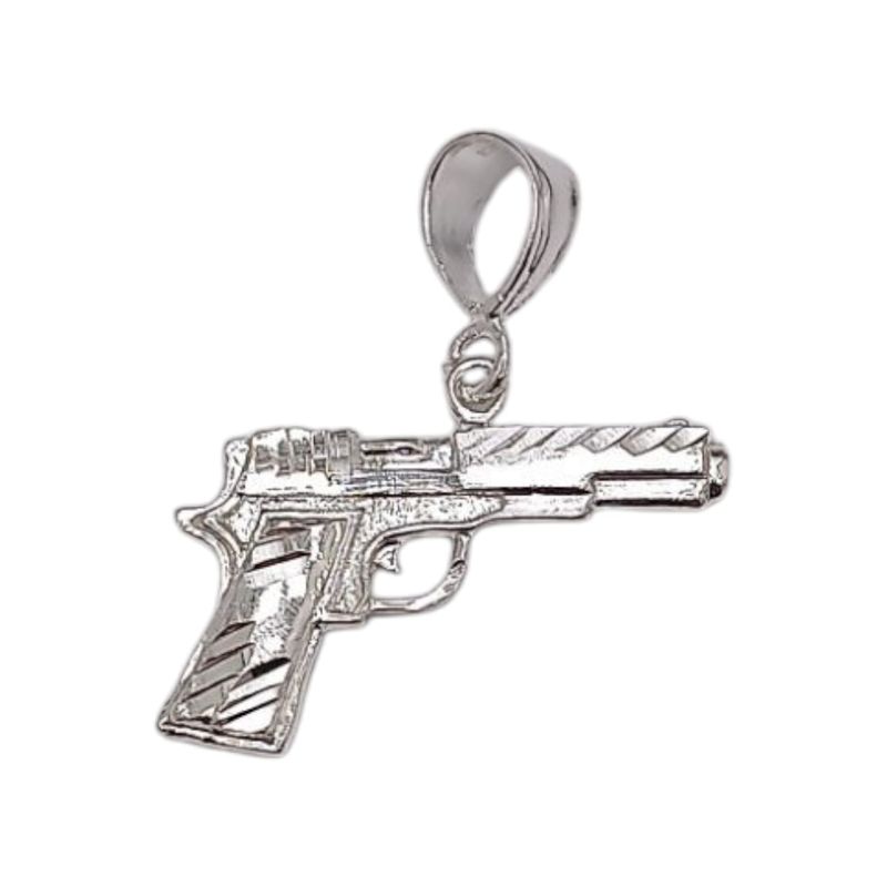 DIJE REVOLVER ,  4.5 CM ANCHO, PLATA .925