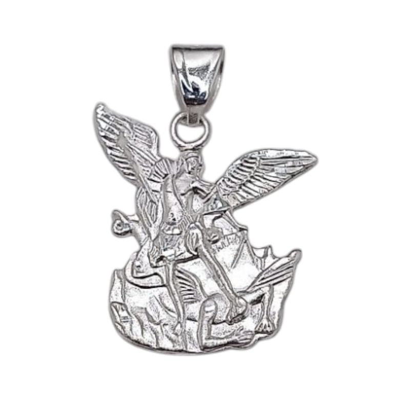 DIJE ARCANGEL MIGUEL 3.3 CM LARGO TOTAL, PLATA .925