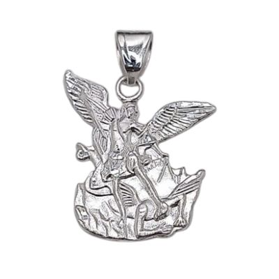 DIJE ARCANGEL MIGUEL 3.3 CM LARGO TOTAL, PLATA .925