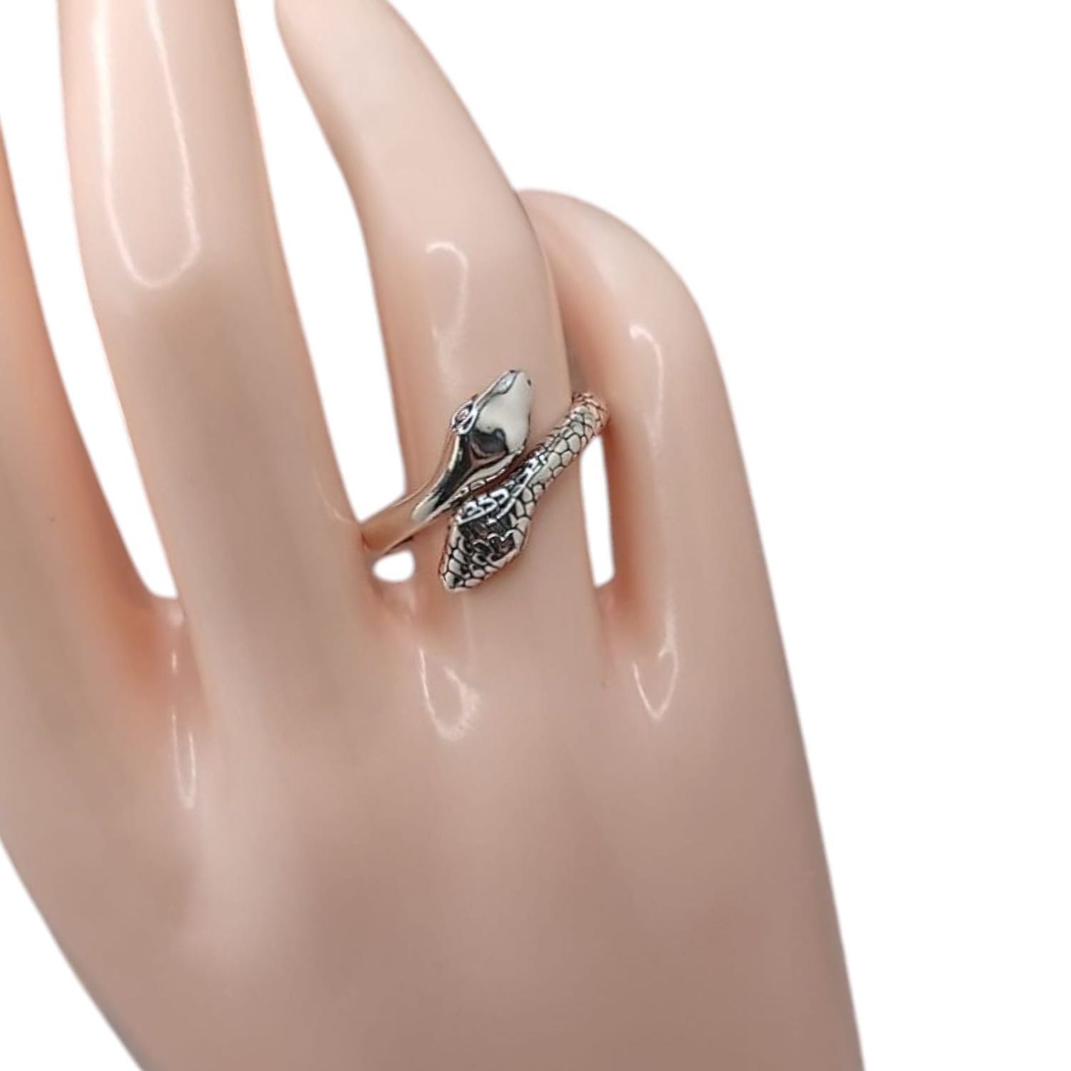 ANILLO VIBORA, AJUSTABLE, PLATA .925