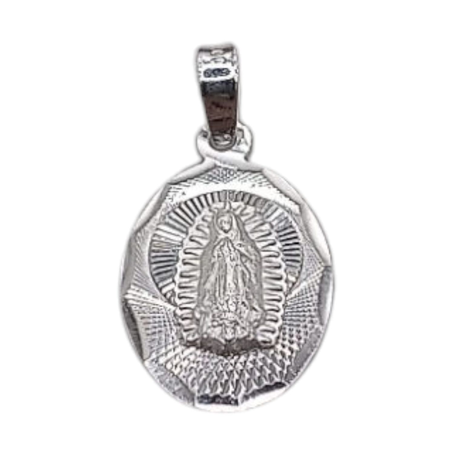 MEDALLA VIRGEN DE GPE DIAMANTADA, 2.5 CM, PLATA .925