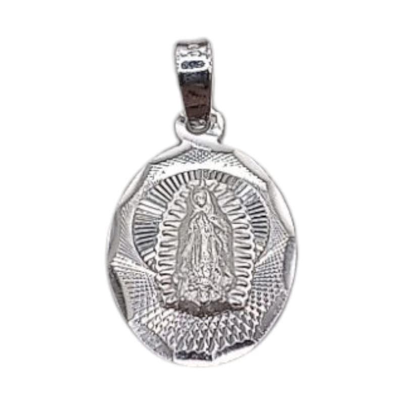 MEDALLA VIRGEN DE GPE DIAMANTADA, 2.5 CM, PLATA .925