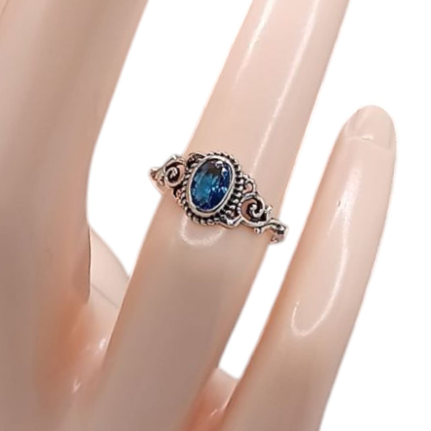 ANILLO CZ AZUL# 5, PLATA .925
