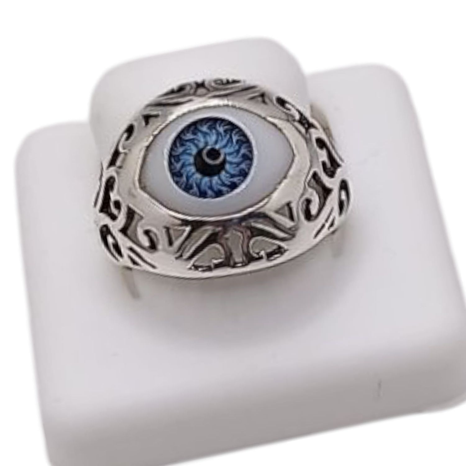 ANILLO CABALLERO CON OJO # 8, PLATA .925