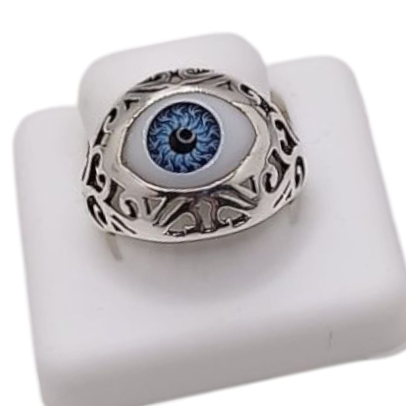 ANILLO CABALLERO CON OJO # 8, PLATA .925