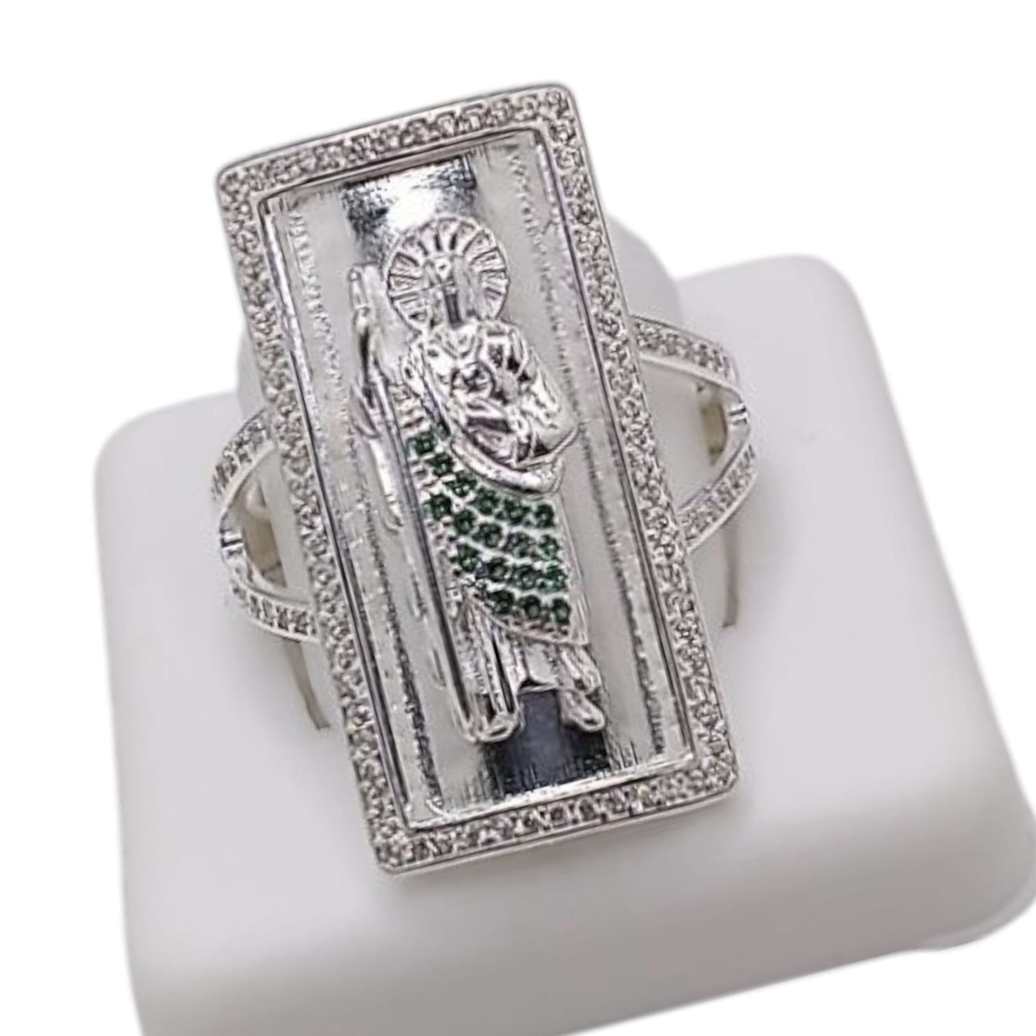 ANILLO PLACA CON SAN JUDAS T,VARIAS MEDIDAS, PLATA .925