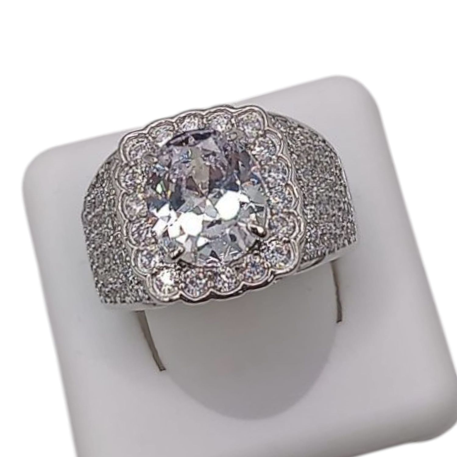 ANILLO CABALLERO CZ BLANCA, VARIAS MEDIDAS, PLATA .925