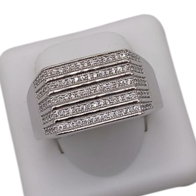 ANILLO A RAYAS CON MINI CZ, VARIAS MEDIDAS, PLATA .925