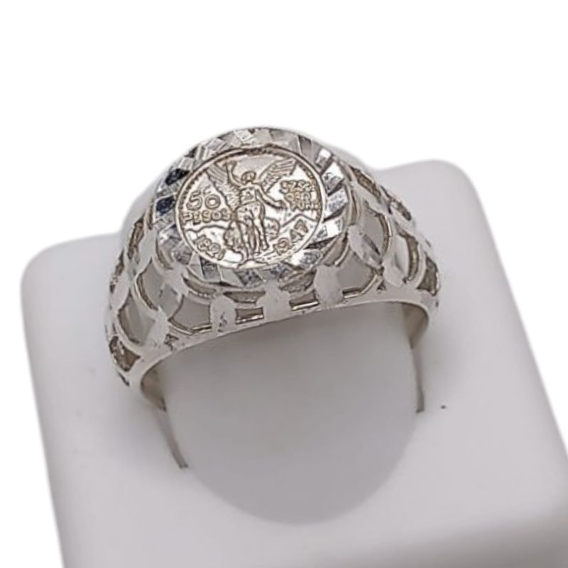 ANILLO CABALLERO CENTENARIO BISELADO, VARIAS MEDIDAS, PLATA .925