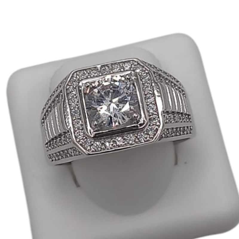 ANILLO CABALLERO FANCY CON CZ, VARIAS MEDIDAS, PLATA .925
