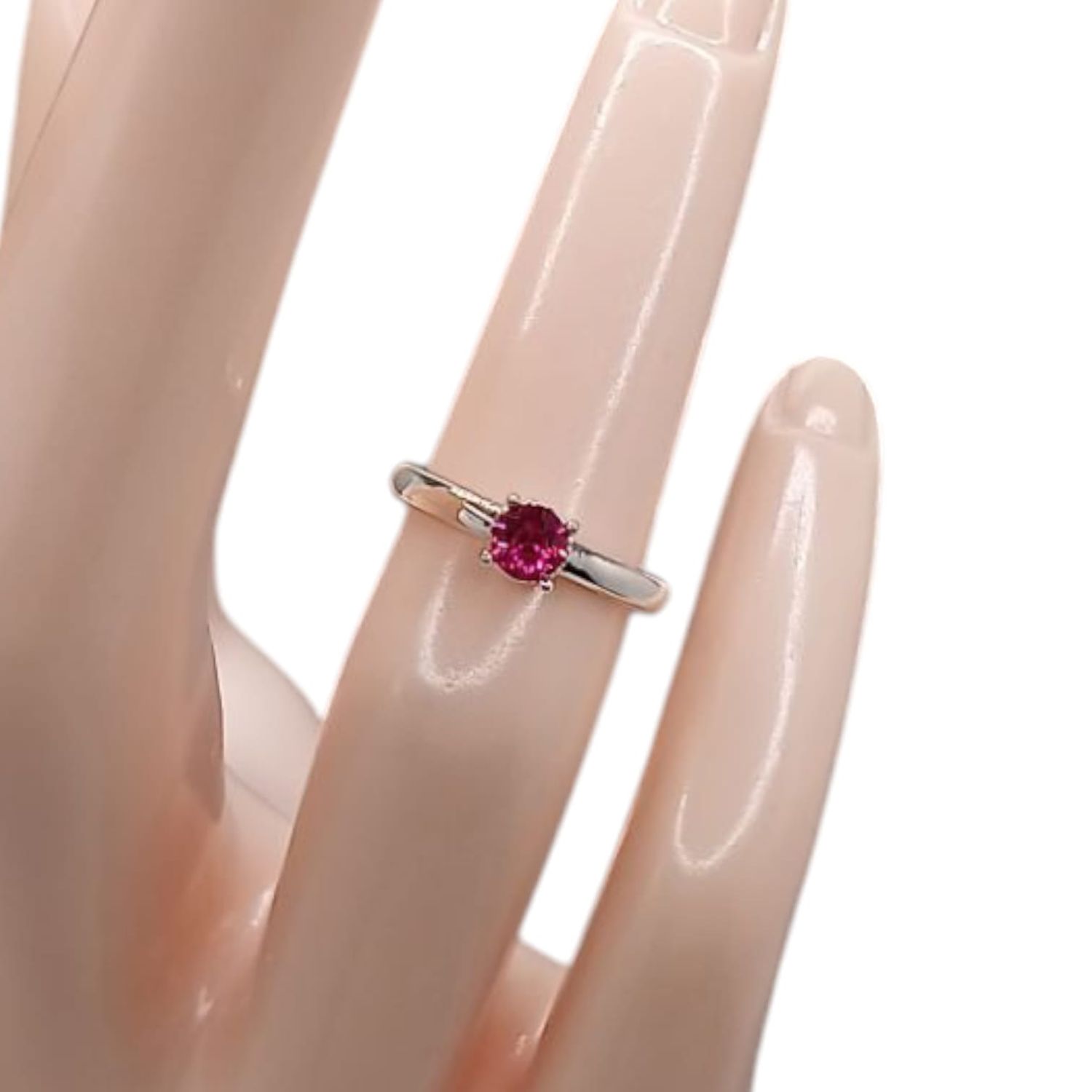 ANILLO NIÑA CZ ROJA PLATA .925