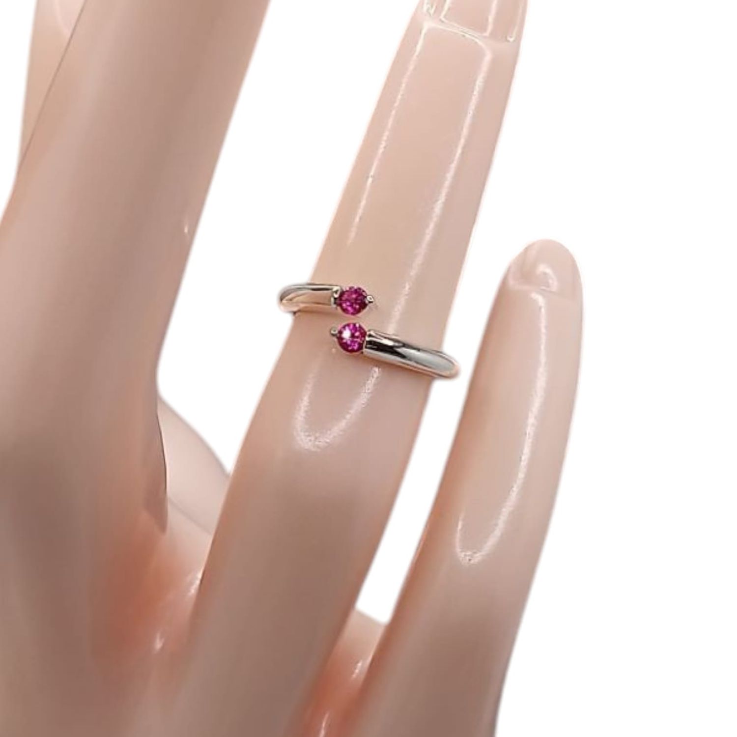 ANILLO NIÑA AJUSTABLE CZ ROJA PLATA .925
