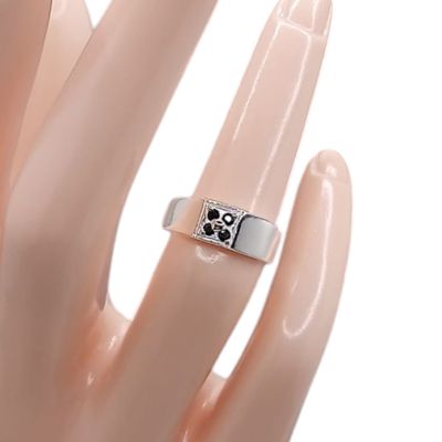 ANILLO PLACA CZ NEGRA PLATA .925