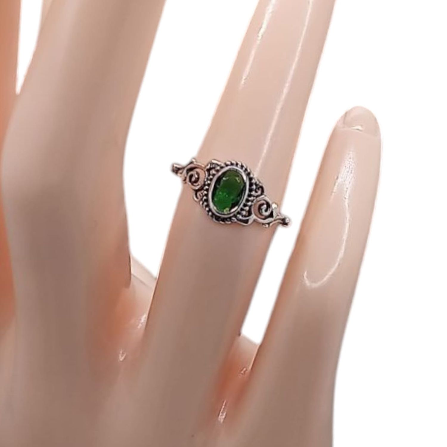 ANILLO NIÑA CZ VERDE, PLATA .925