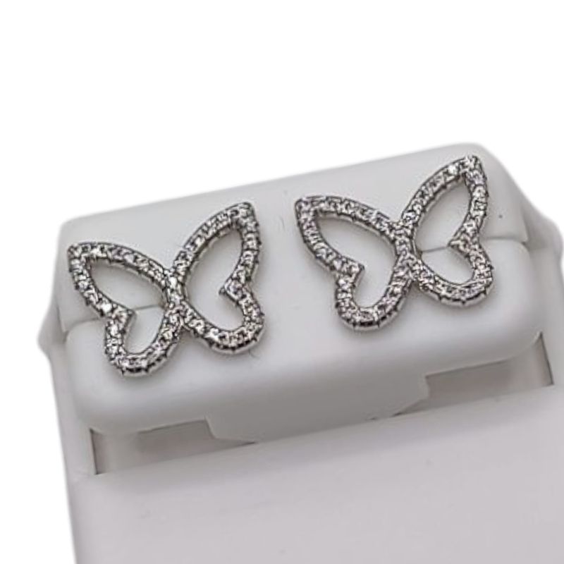 ARETE MARIPOSA CON MINI CZ, BROCHE MARIPOSA, PLATA .925