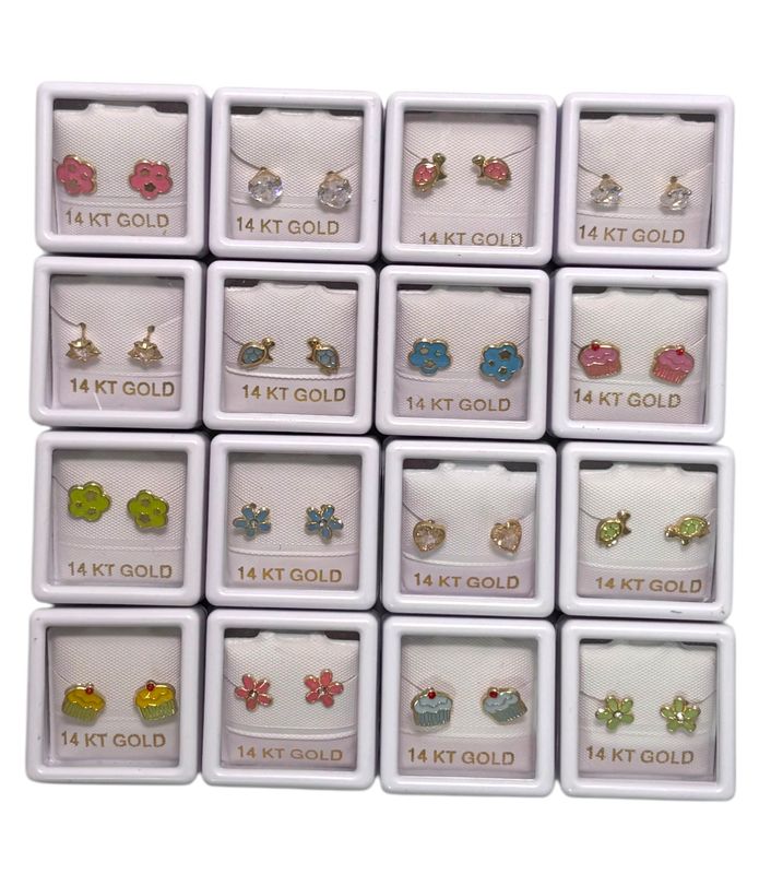 Paquete broquel Oro 14k 15 Piezas