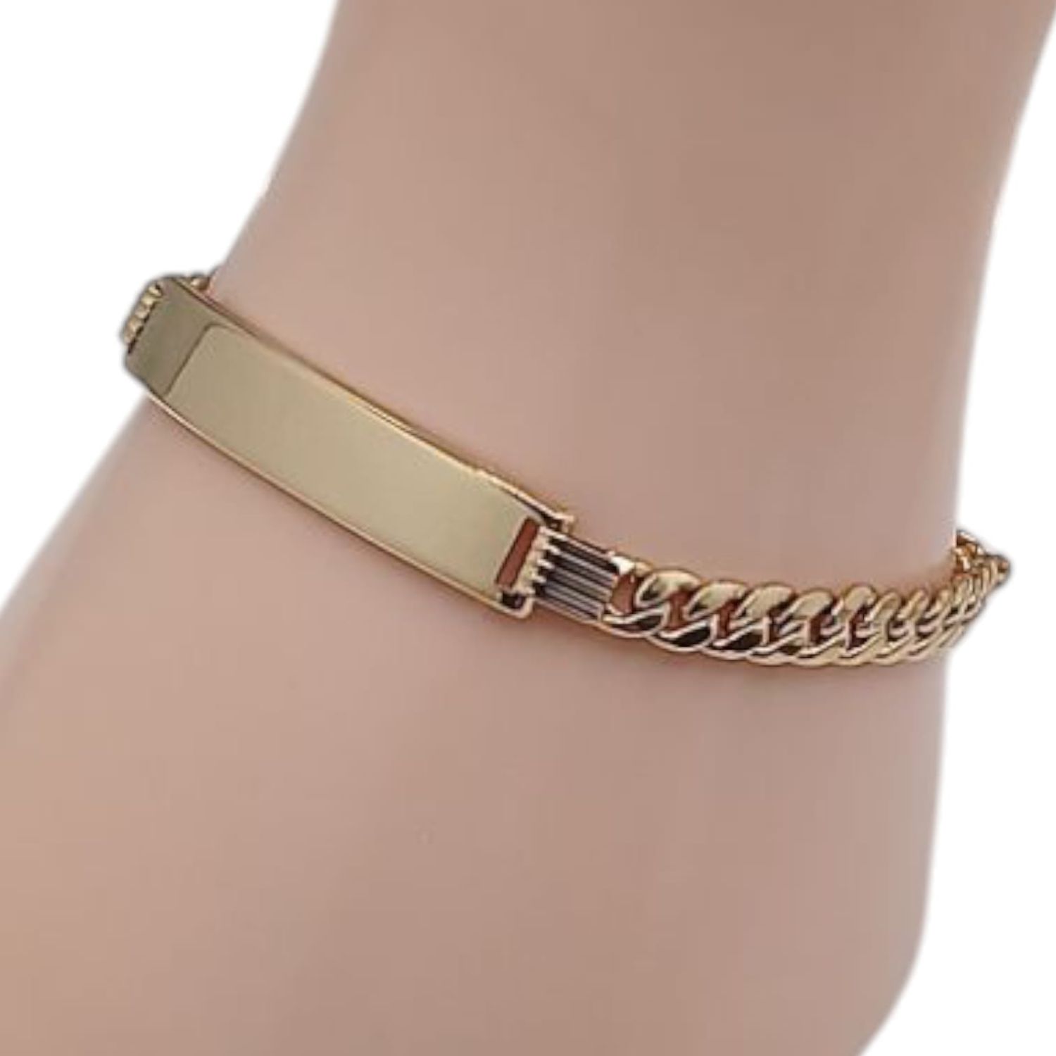 PULSERA CUBANA CON PLACA 7.5&quot; 5MM, ORO 14K