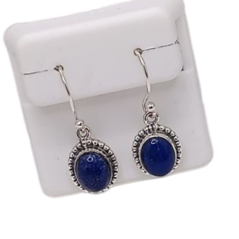 ARETE COLGANTE AZUL 3 CM LARGO PLATA .925