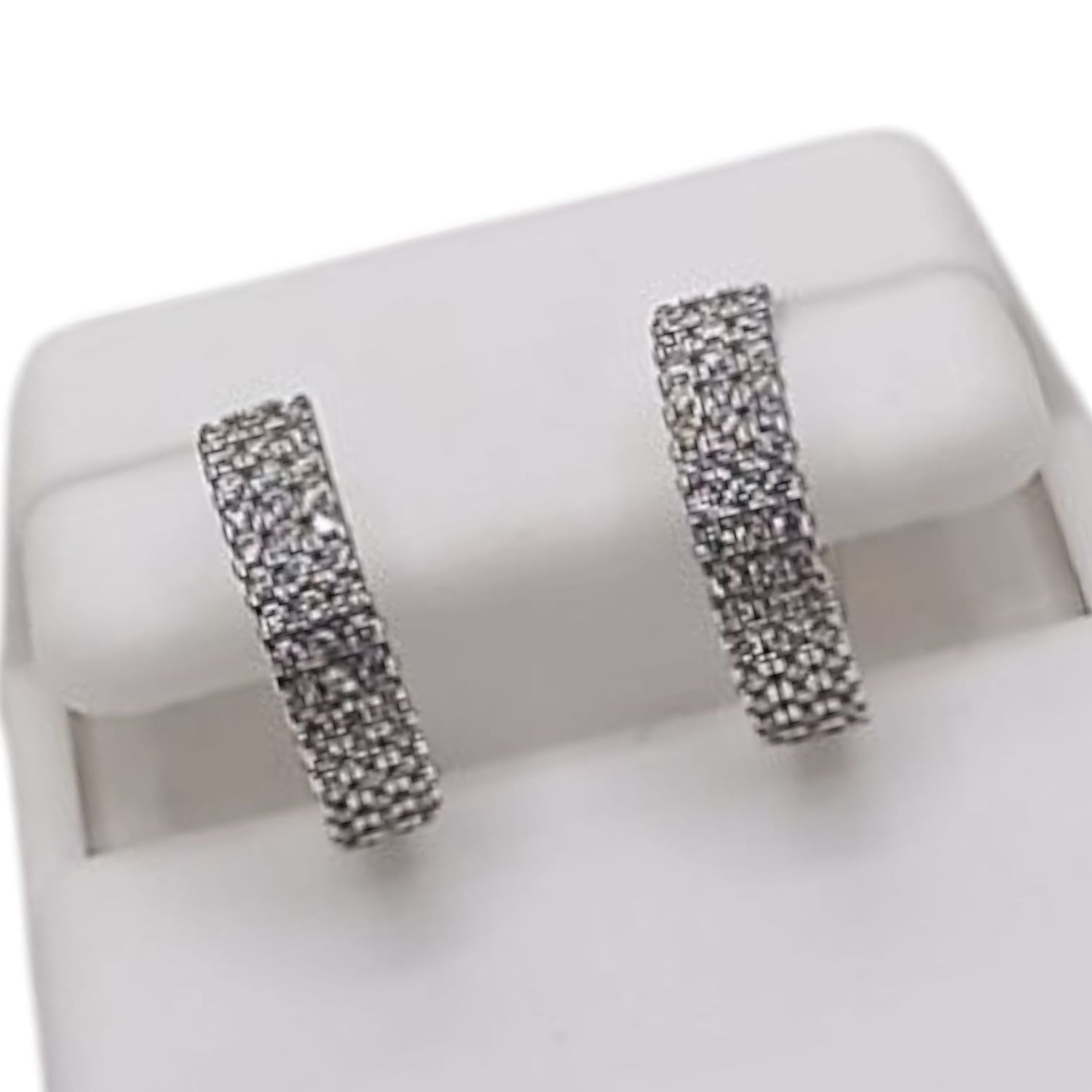 HUGGUI 1.3 CM 2 FILAS DE MINI CZ, PLATA .925