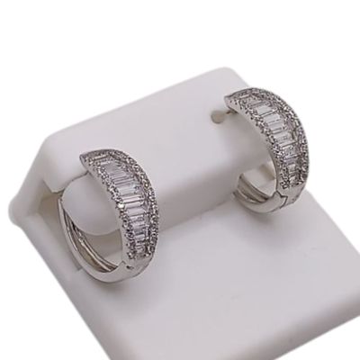 HUGGUI OVALADA 1.5 CM, BAGUET, PLATA .925