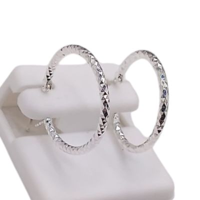 ARRACADA DIAMANTADA  2.5 CM, PLATA .925