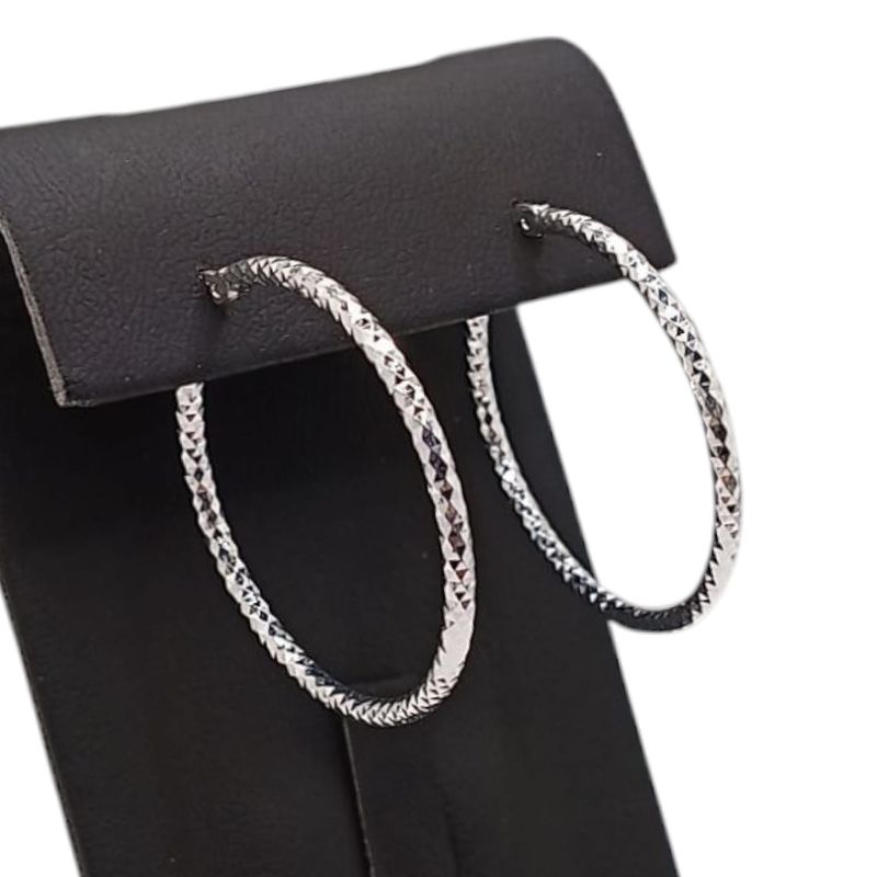 ARRACADA DIAMANTADA 5 CM, PLATA .925
