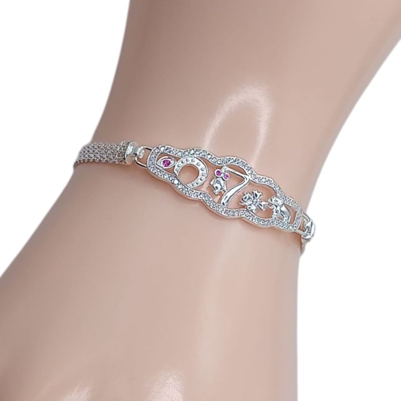 PULSERA DE LA SUERTE, 7.5&quot; 4MM PLATA  .925