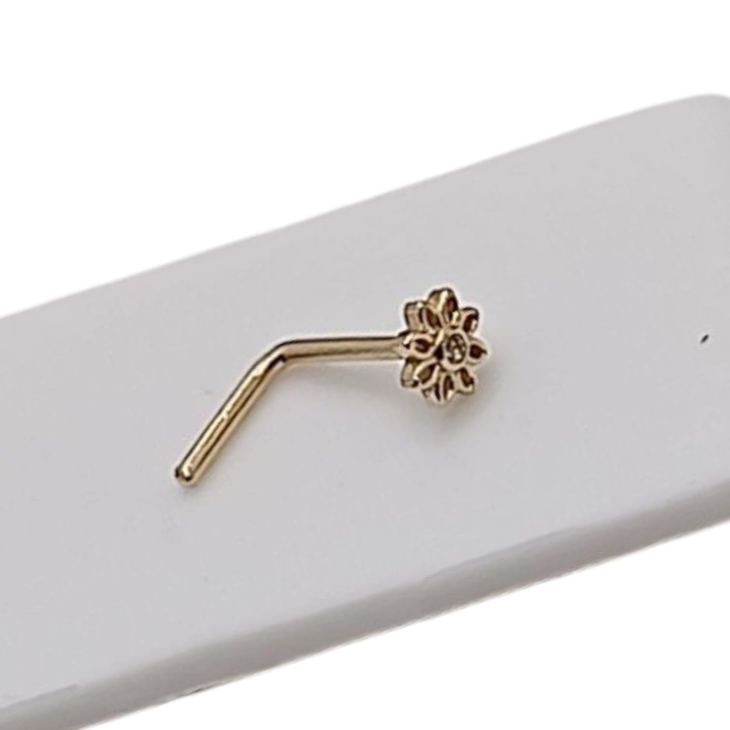 PIERCING FLOR CON MINI CZ, ORO 14K