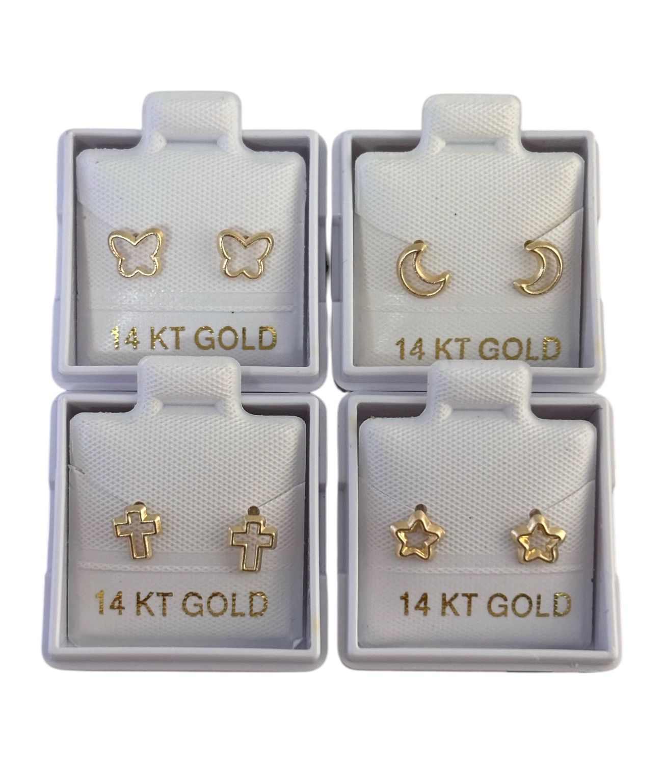 Paquete Broquel Oro 14K 4 Piezas