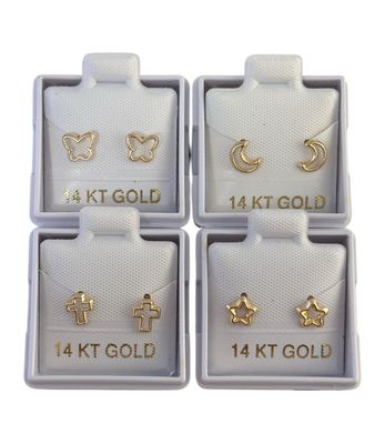 Paquete Broquel Oro 14K 4 Piezas