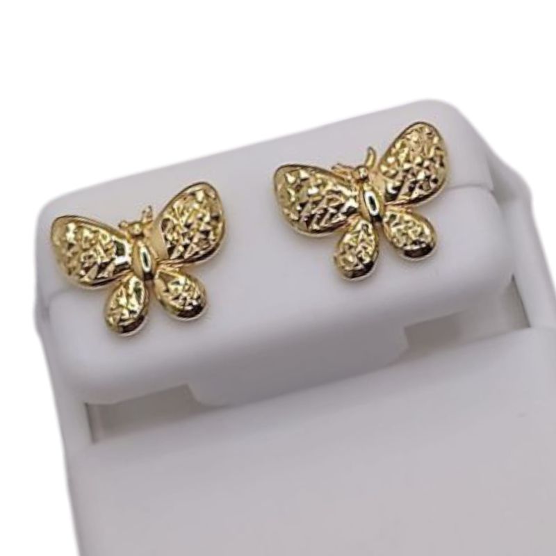 ARETE MARIPOSA CALADA BROCHE MARIPOSA, ORO 14K