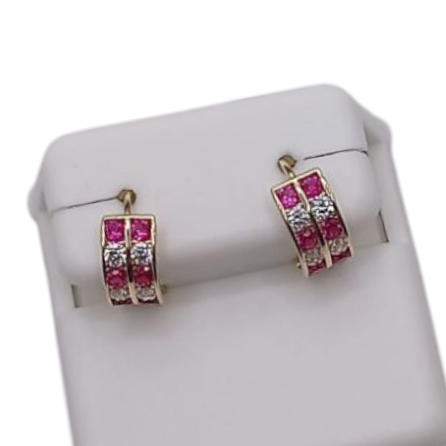 HUGGUI CON CZ BCA Y ROJA, 1.2 CM ORO 14K