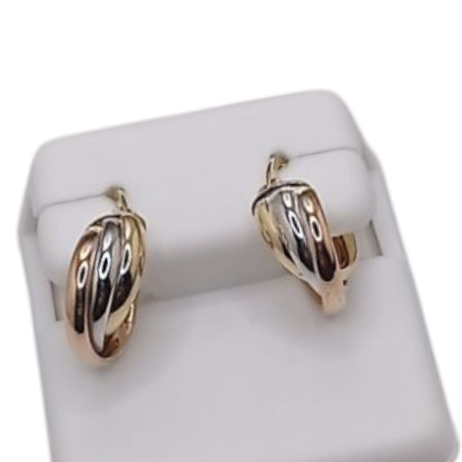 ARETE  3 COLORES 1.5 CM, ORO 14K
