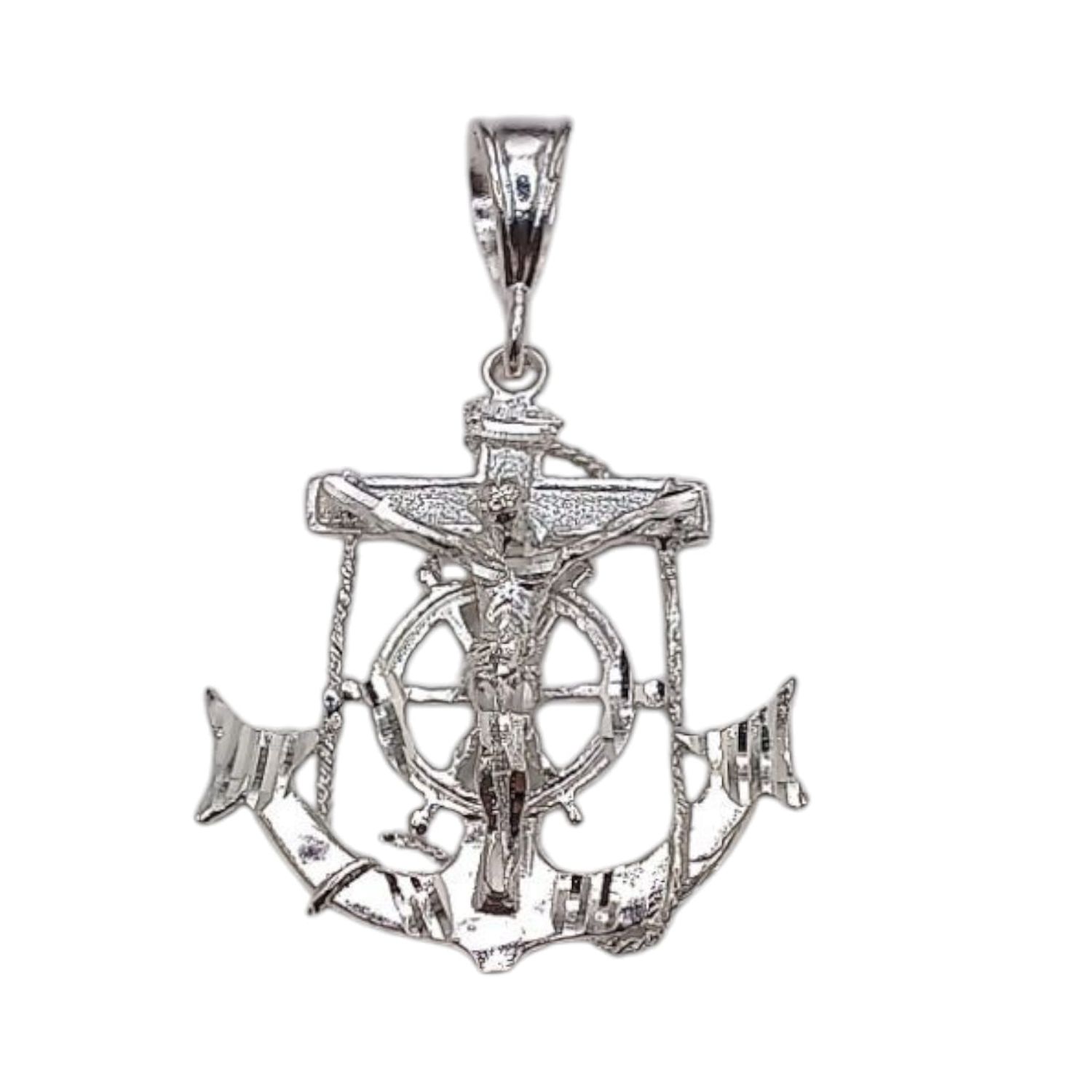 DIJE ANCLA CON CRISTO4 CM, PLATA .925